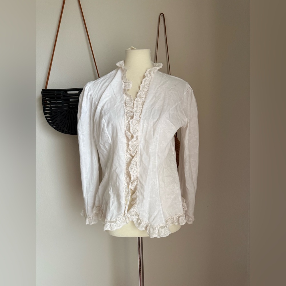 Vintage 1950s Formfit Ruffle Top, Size Medium (14-16)